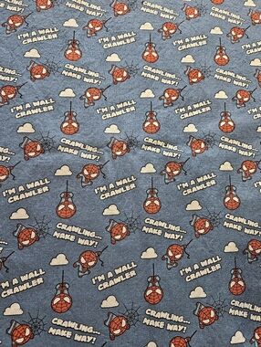 Blue Spider-Web Cotton Print Fabric - Kid-Friendly Pattern-sold By The Yard